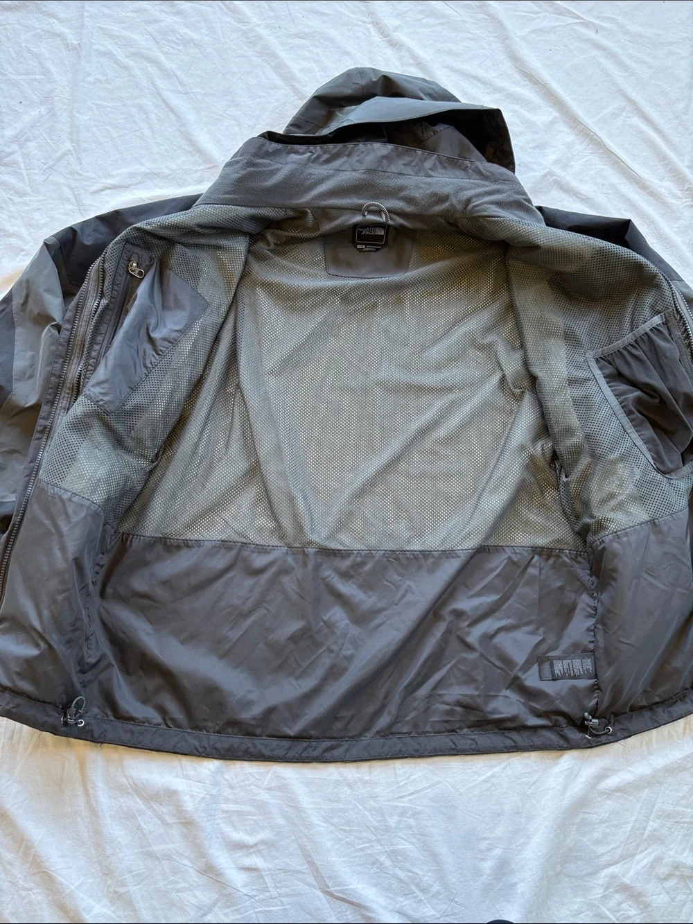North Face Hooded Gore-Tex Rain Jacket - Charcoal and Black Mens Large